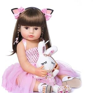 NIB REBORN BABY DOLL -- Pink Tutu Baby Doll with Bunny Plush Accessory